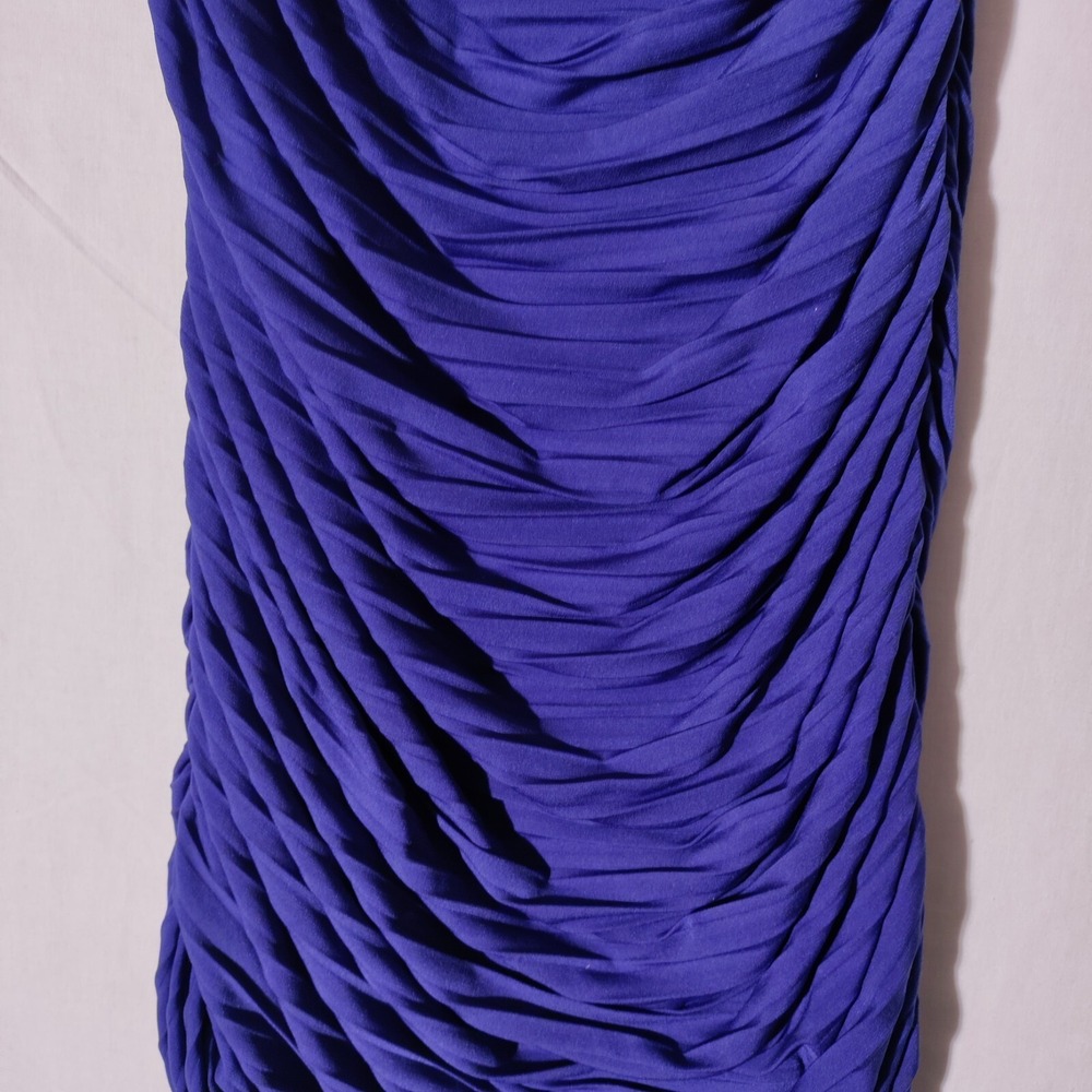 NICOLE MILLER Blue COCKTAIL FORMAL GOWN RUCHED FITTED DRESS SIZE 8 - Picture 9 of 16